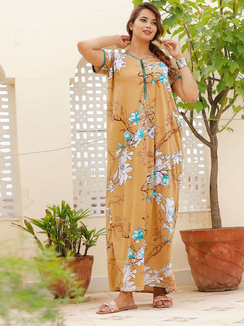 Buy G4Girl Floral Printed Pure Silk Maxi Nightdress Nightdress for Women 30051389 Myntra