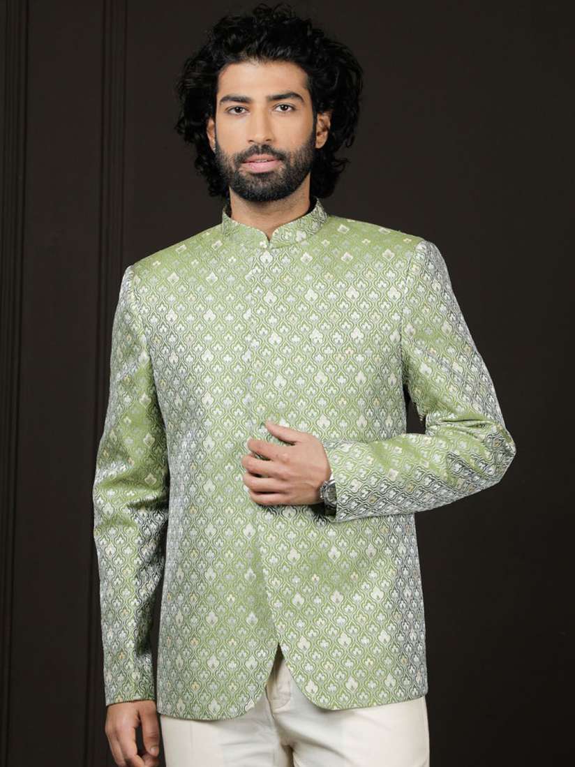 Mandarin collar blazer men top