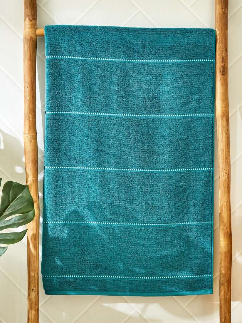 Buy Home Centre Teal 1 Striped Cotton 110 GSM Bath Towel Bath Towels for Unisex 30059771 Myntra