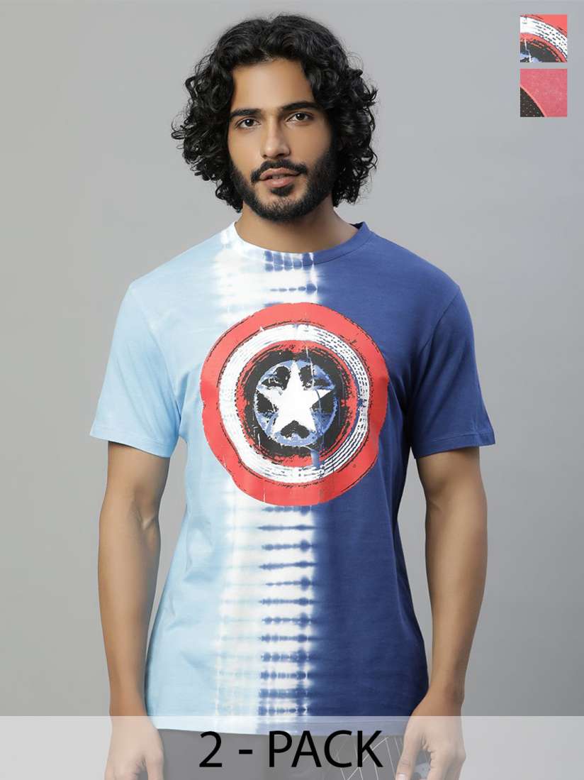 Buy Free Authority Pack Of 2 Avengers Printed Pure Cotton Relaxed Fit T Shirts Tshirts for Men 30061897 Myntra