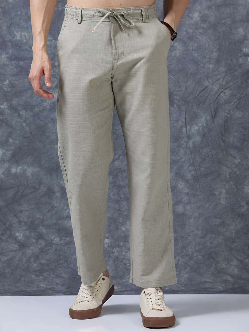 Buy The Roadster Lifestyle Co Linen Relaxed Fit Regular Trousers Trousers for Men 30063127 Myntra