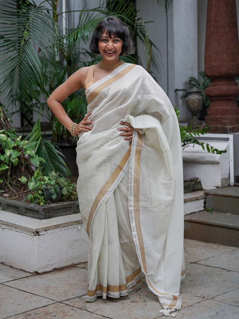 Myntra white saree clearance