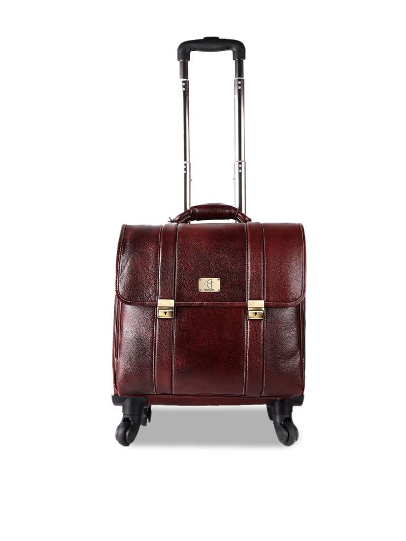 Buy HiLEDER Leather Soft Sided Overnighter Trolley Bag Trolley Bag for Unisex 30068370 Myntra