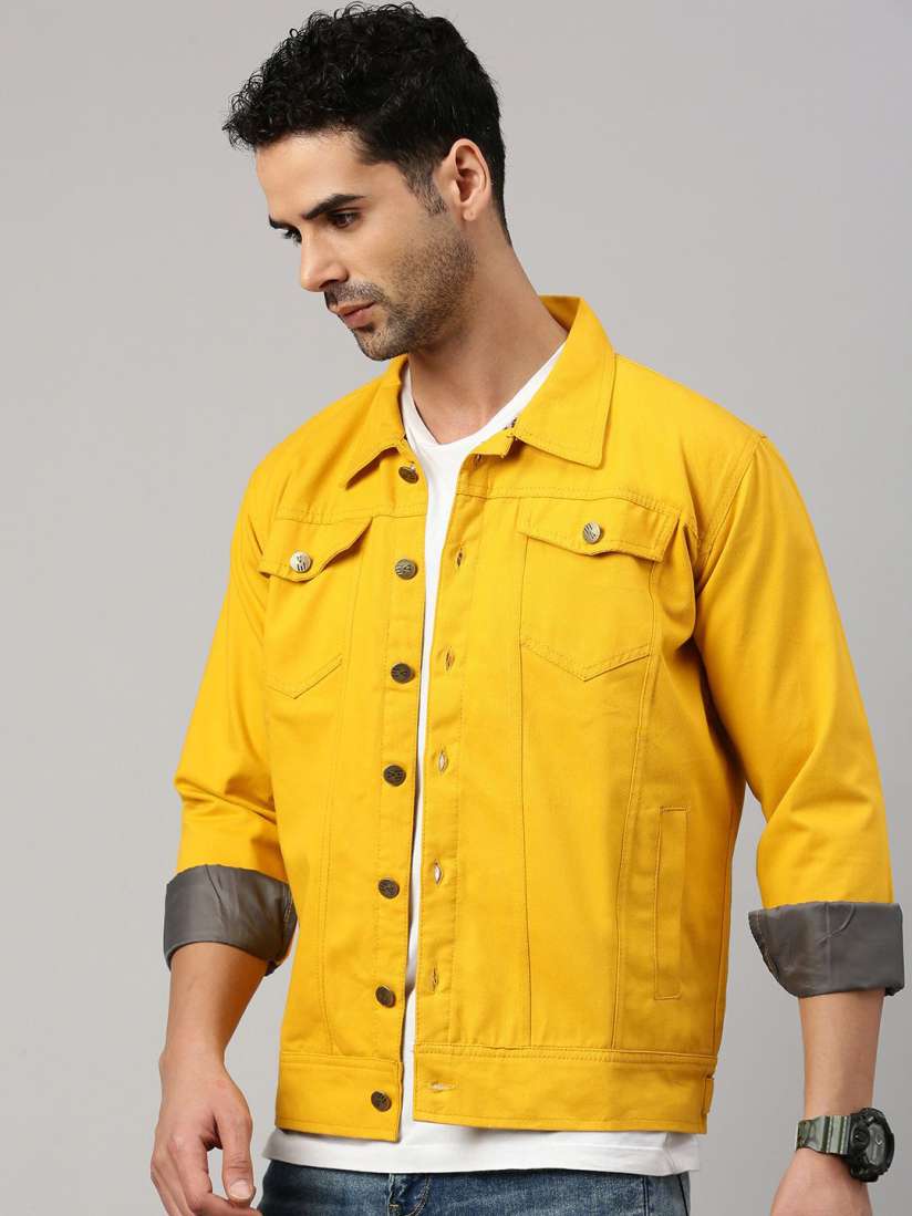Cropped denim jacket yellow discount