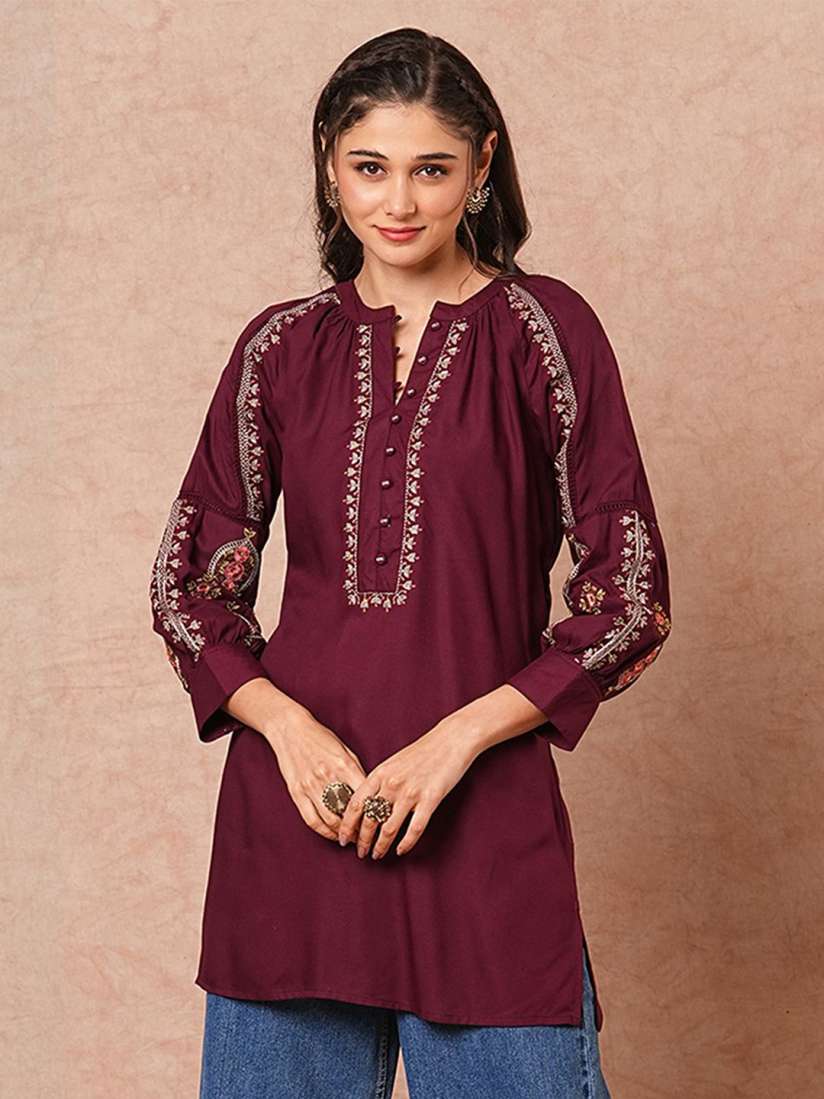 Buy FASHOR Floral Embroidered Thread Work Thread Work Kurti Kurtis for Women 30072368 Myntra