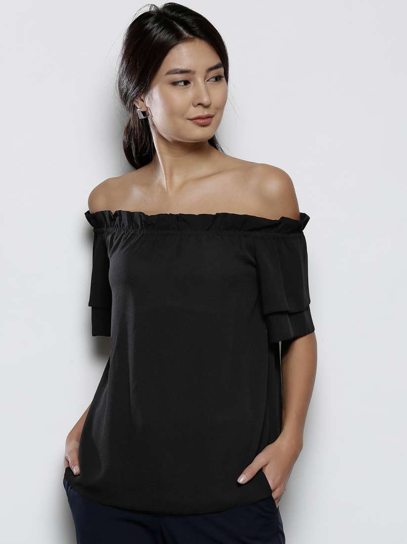 Buy DOROTHY PERKINS Women Black Solid Bardot Top Tops for Women 3007393 Myntra