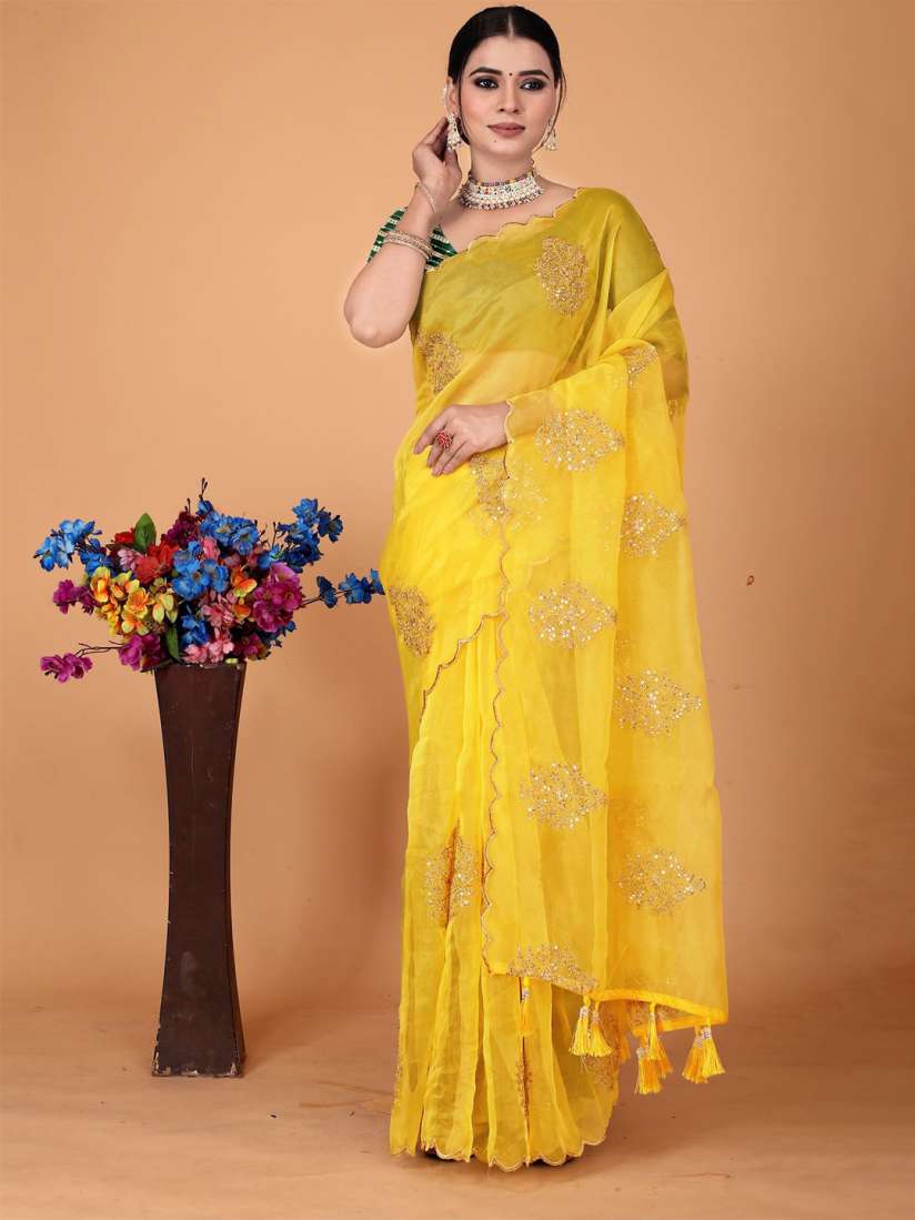 Buy Celeb Styles Floral Embroidered Organza Saree Sarees for Women 30075428 Myntra