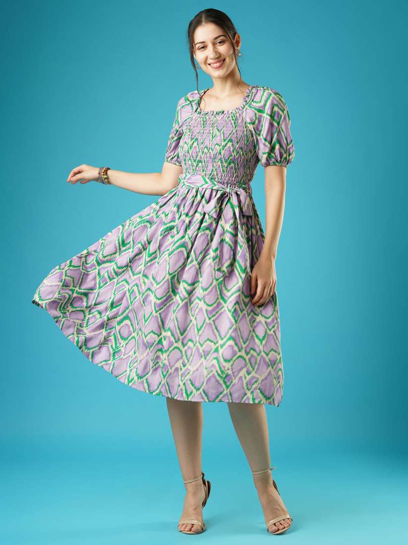 Buy Globus Women Bright ideas Floral Print Fit Flare Midi Dress Dresses for Women 30083830 Myntra