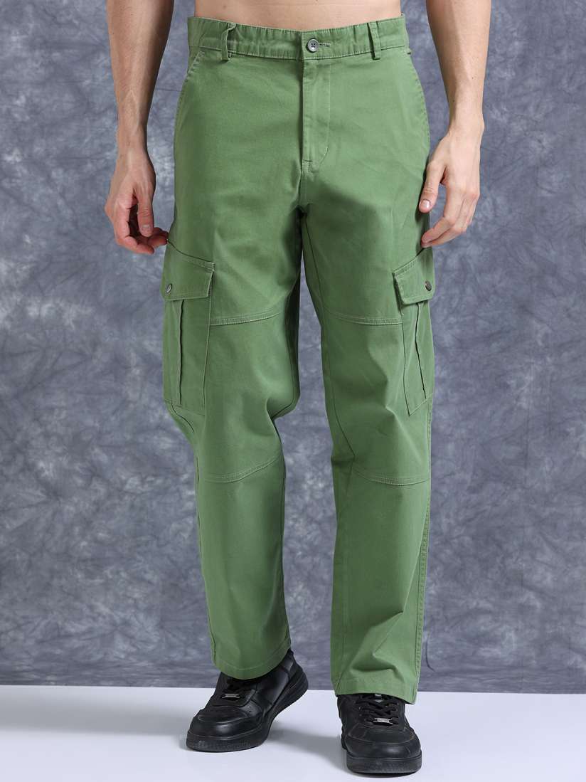 Buy The Roadster Lifestyle Co Relaxed Fit Cotton Cargo Trousers Trousers for Men 30084789 Myntra