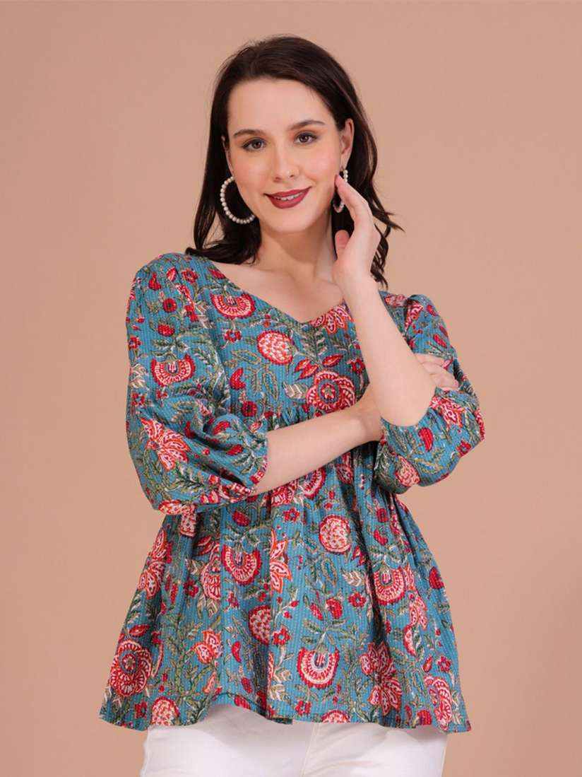 Buy SHIONS Women Floral Printed Cotton Peplum Top Tops for Women 30086623 Myntra