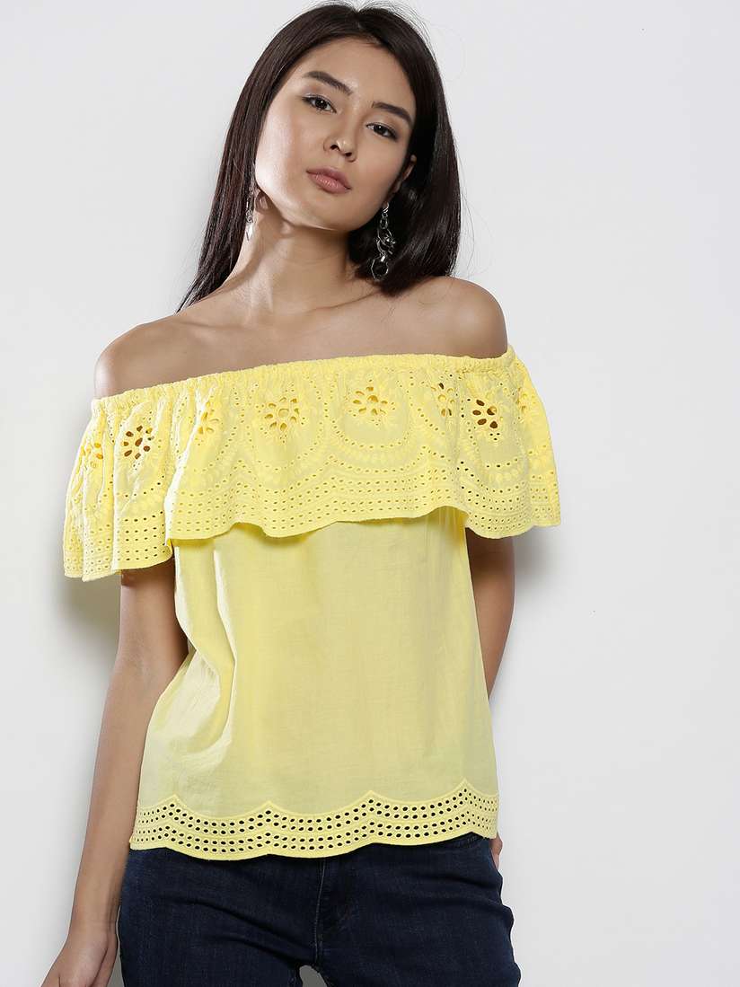 Bardot Shirt Dorothy Perkins Yellow Top Yellow Tops Dorothy Perkins Bardot  Top Pale Yellow Cotton Print, image size:824x1099