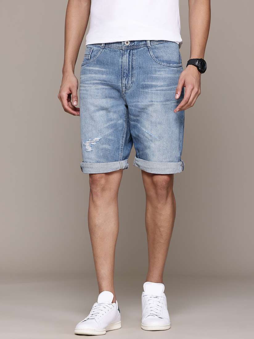 Mens distressed denim shorts top