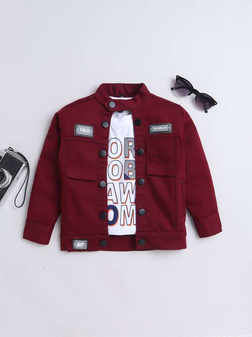 Red denim jacket boys top