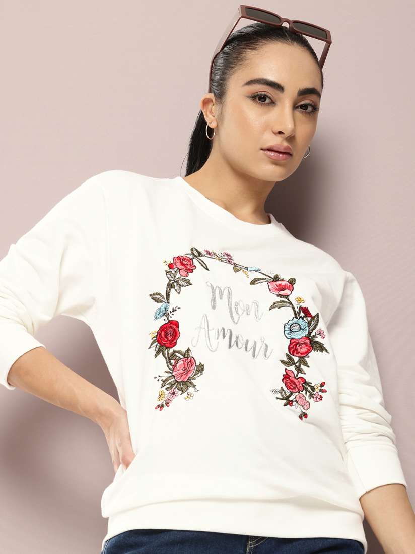 Floral embroidered sweatshirts online