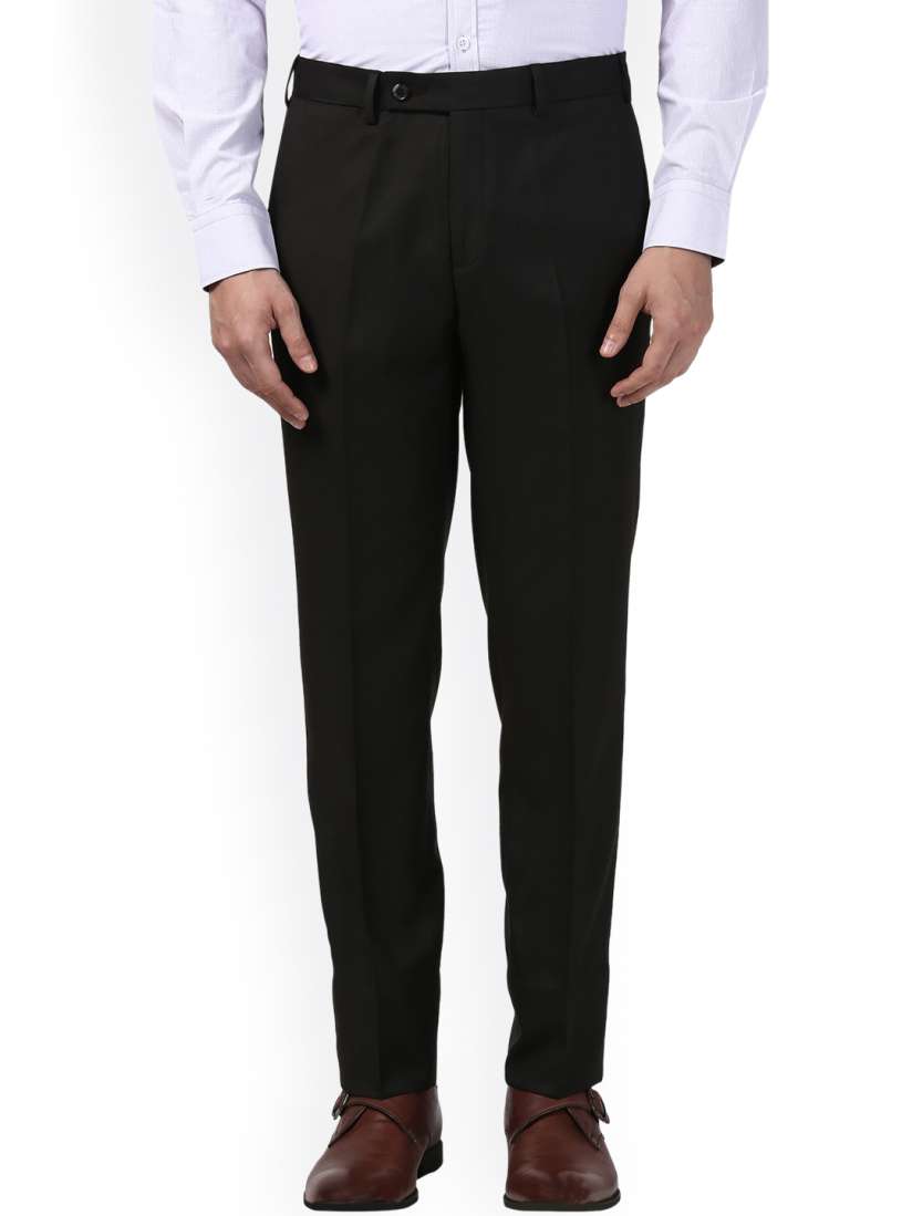 Buy Next Look Men Black Regular Fit Solid Formal Trousers Trousers for Men 3009577 Myntra