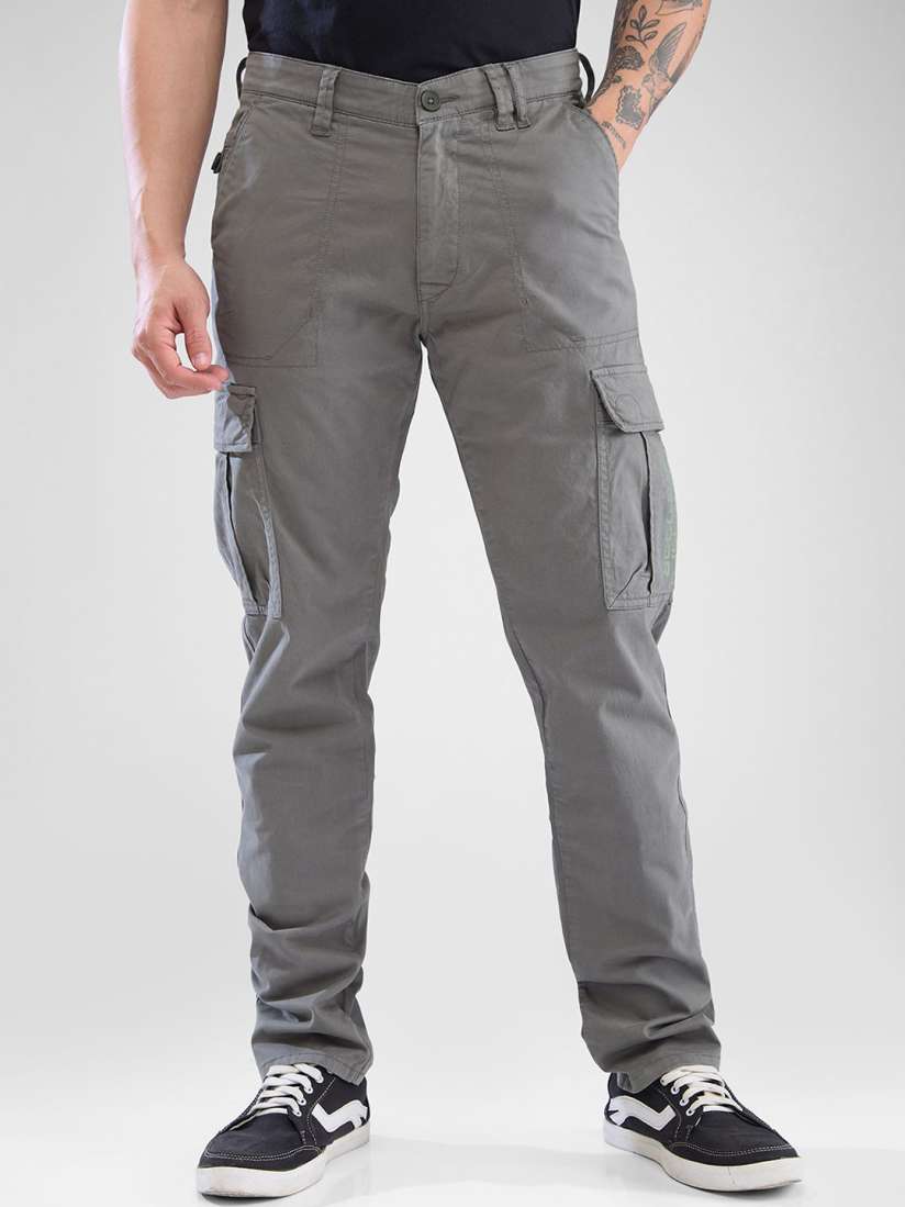 Buy SPYKAR Regular Fit Solid Cargo Trousers Trousers for Men 30095836 Myntra