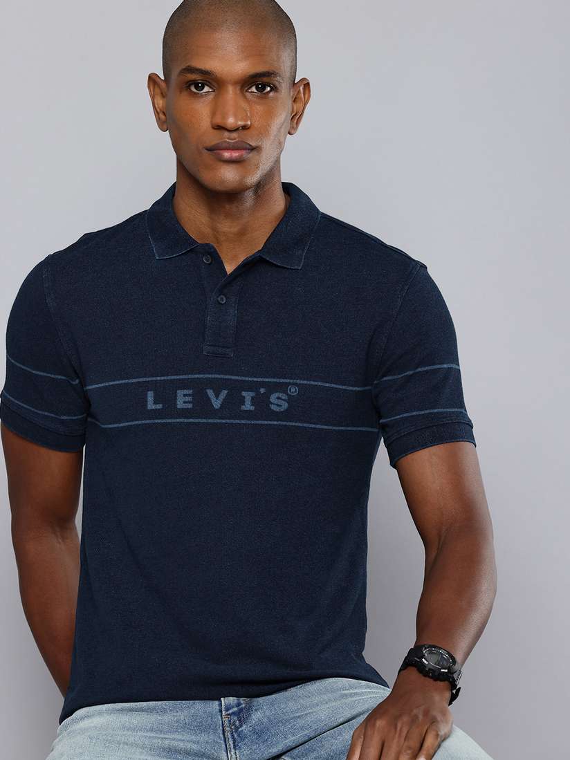 Polo Tee Shirt Levis Or Levi's Navy Blue Regular Fit Polo T-Shirt