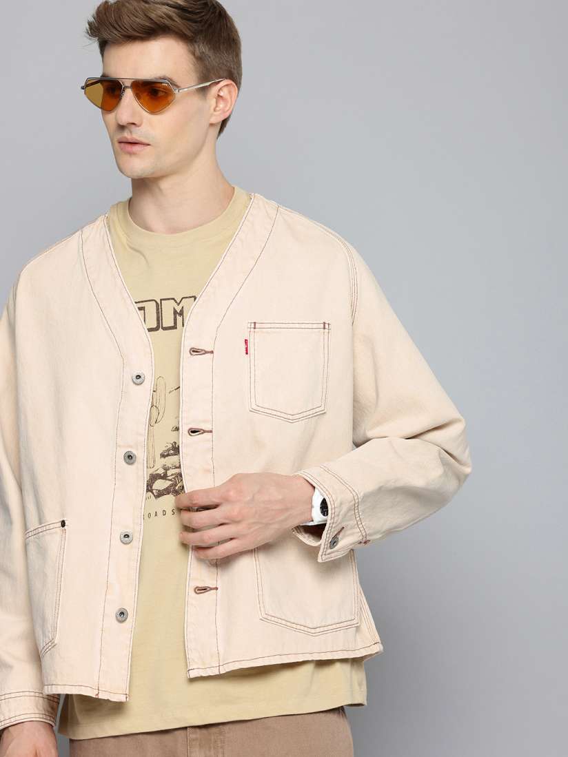 Levi's collarless denim jacket clearance