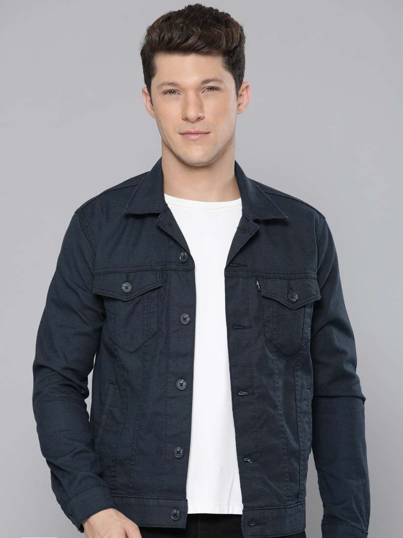 Levis men black solid tailored jacket discount