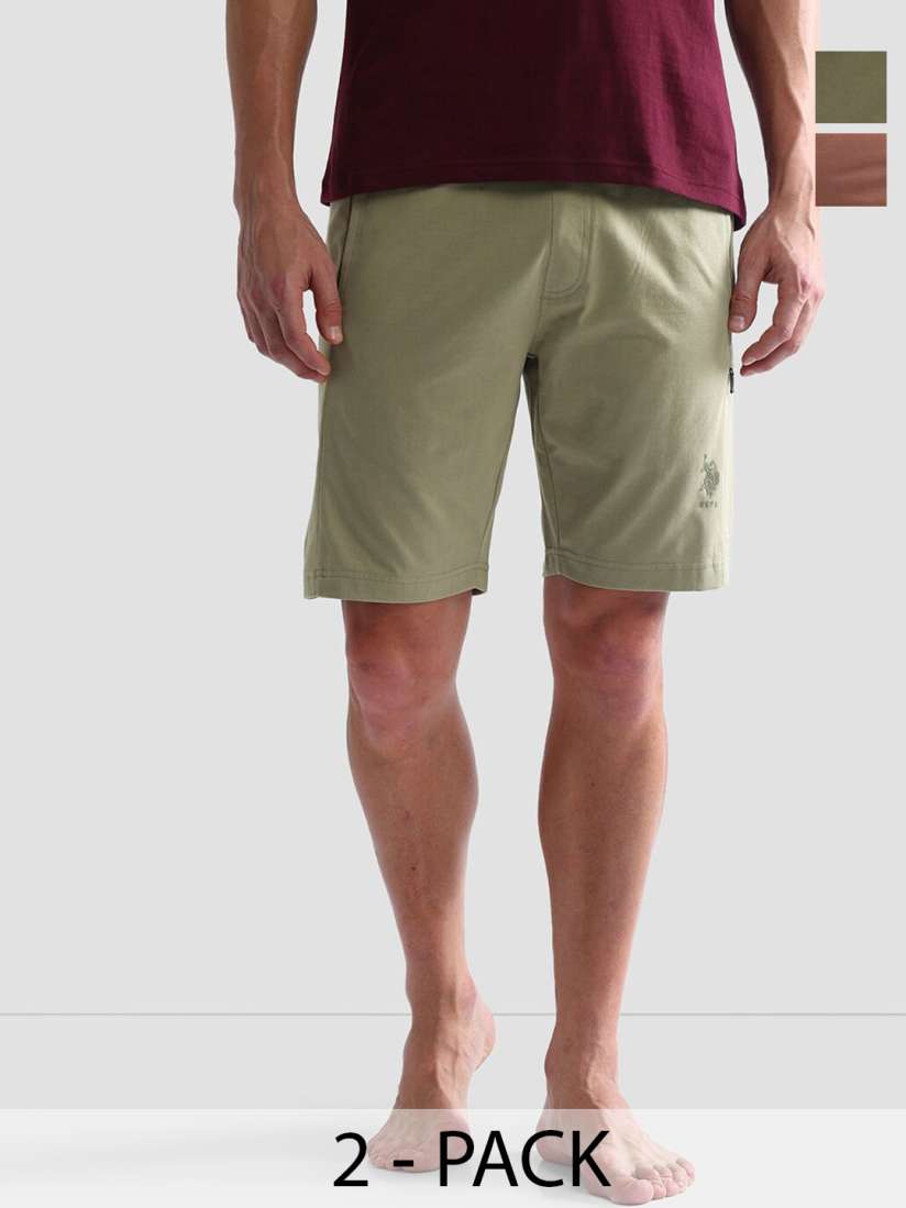 Buy U.S. Polo Assn. Pack of 2 Mid Rise Lightweight Lounge Shorts Lounge Shorts for Men 30099852 Myntra