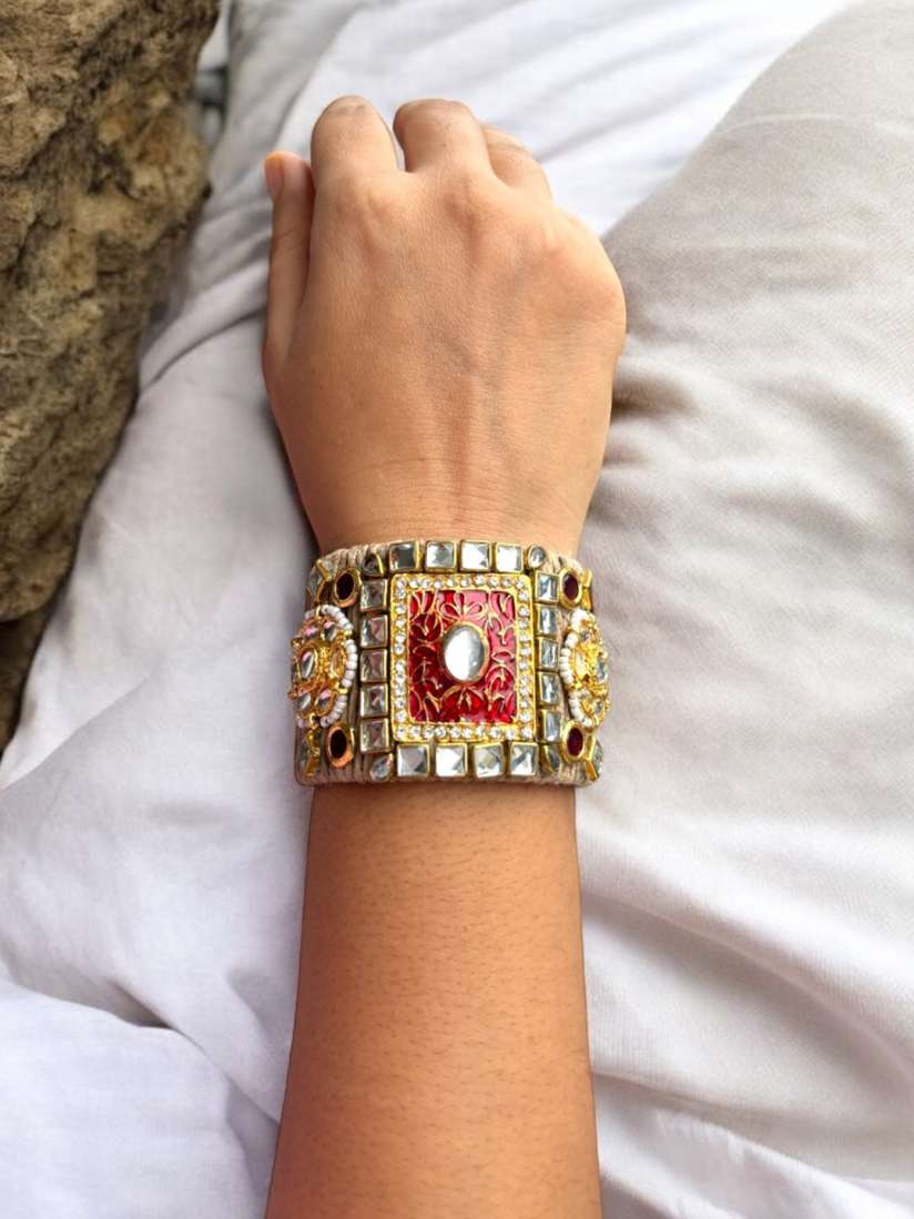 Buy VIVAZS Gold Plated Kundan Studded Cuff Bracelet Bracelet for Women 30102878 Myntra