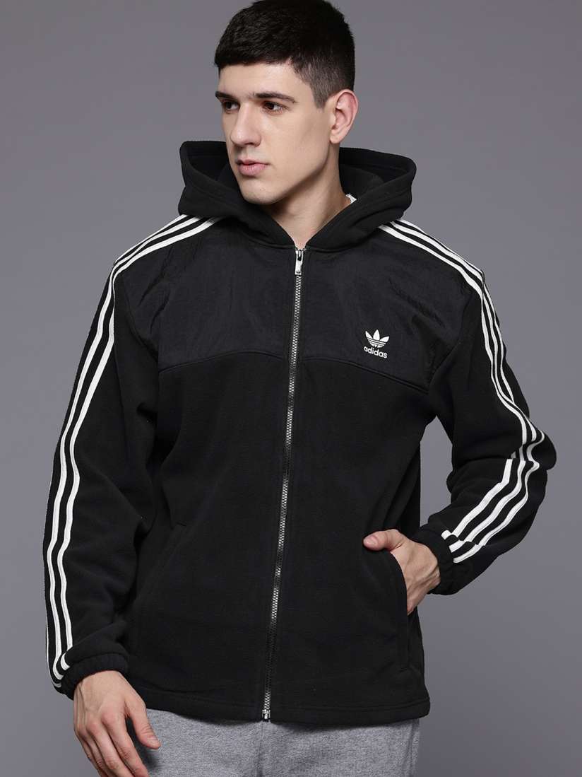 Buy ADIDAS Originals Striped Hooded Fleece Hoodie Sweatshirts for Men 30105608 Myntra