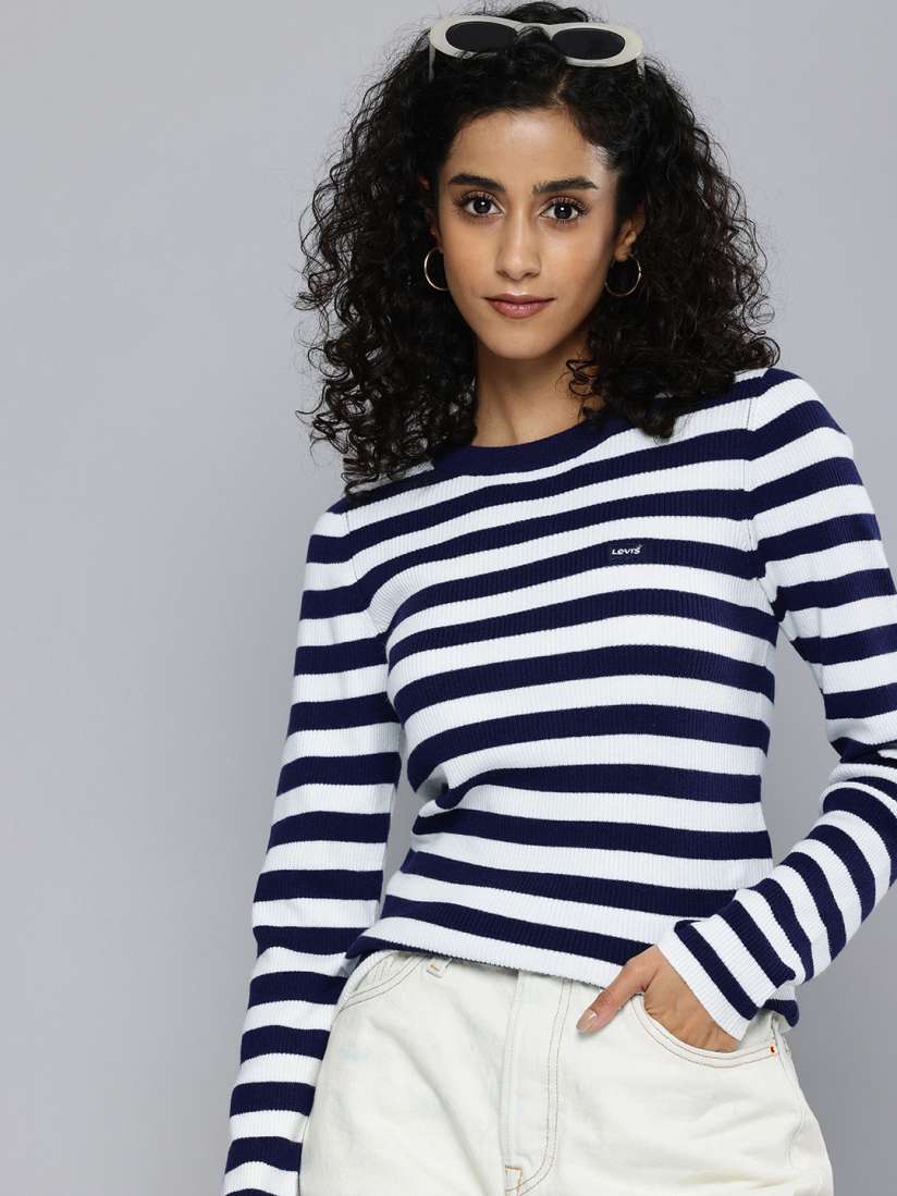 Buy Levis Ribbed Striped Pullover Sweater Sweaters for Women 30114807 Myntra