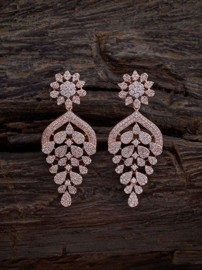 Buy Kushal s Fashion Jewellery Rose Gold Plated CZ Stone Studded Classic Drop Earrings Earrings for Women 30117133 Myntra