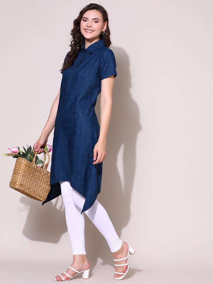 Buy KALINI Check Style Stylish Lurex Weave Designer Kurti for Women Kurtas for Women 30118114 Myntra