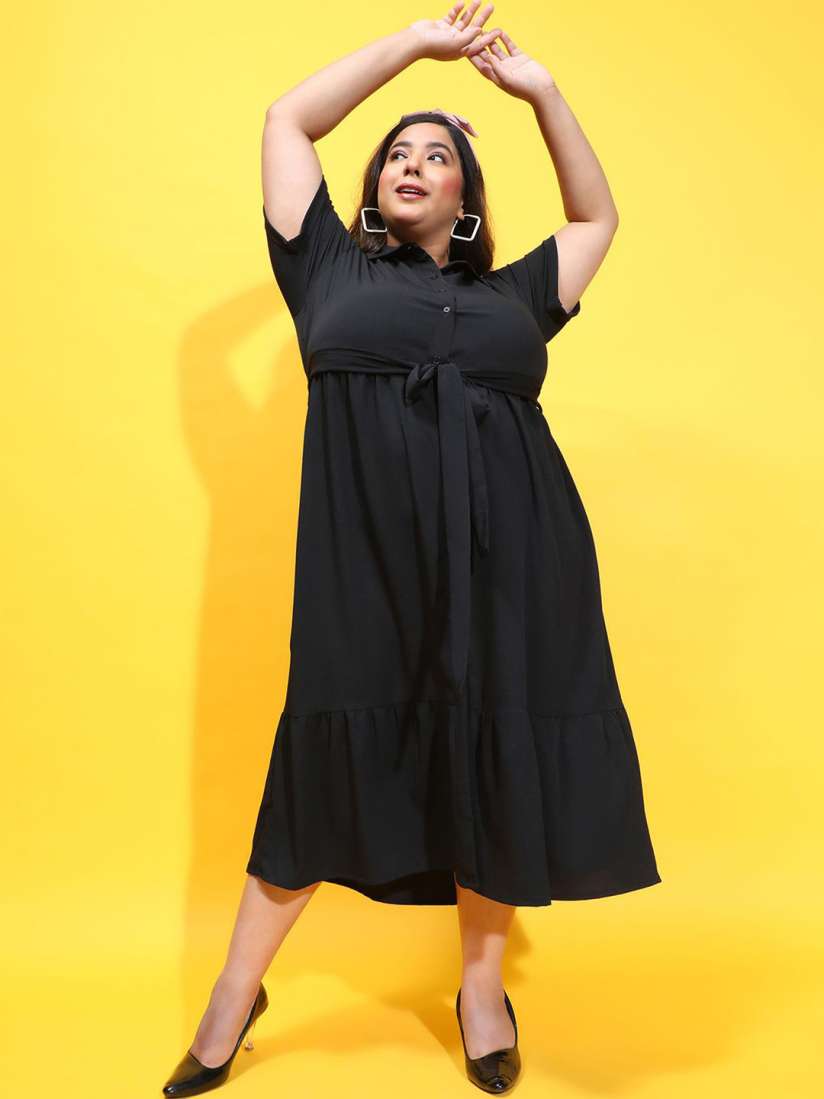 Buy Oxolloxo Plus Size Shirt Collar Maxi Dress Dresses for Women 30119116 Myntra