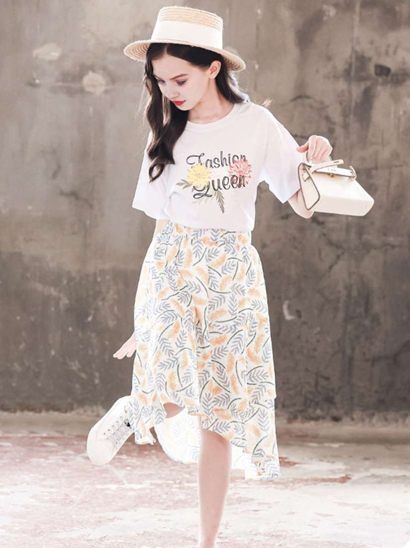 Buy INCLUD Girls Printed T shirt With Skirt Clothing Set for Girls 30120612 Myntra