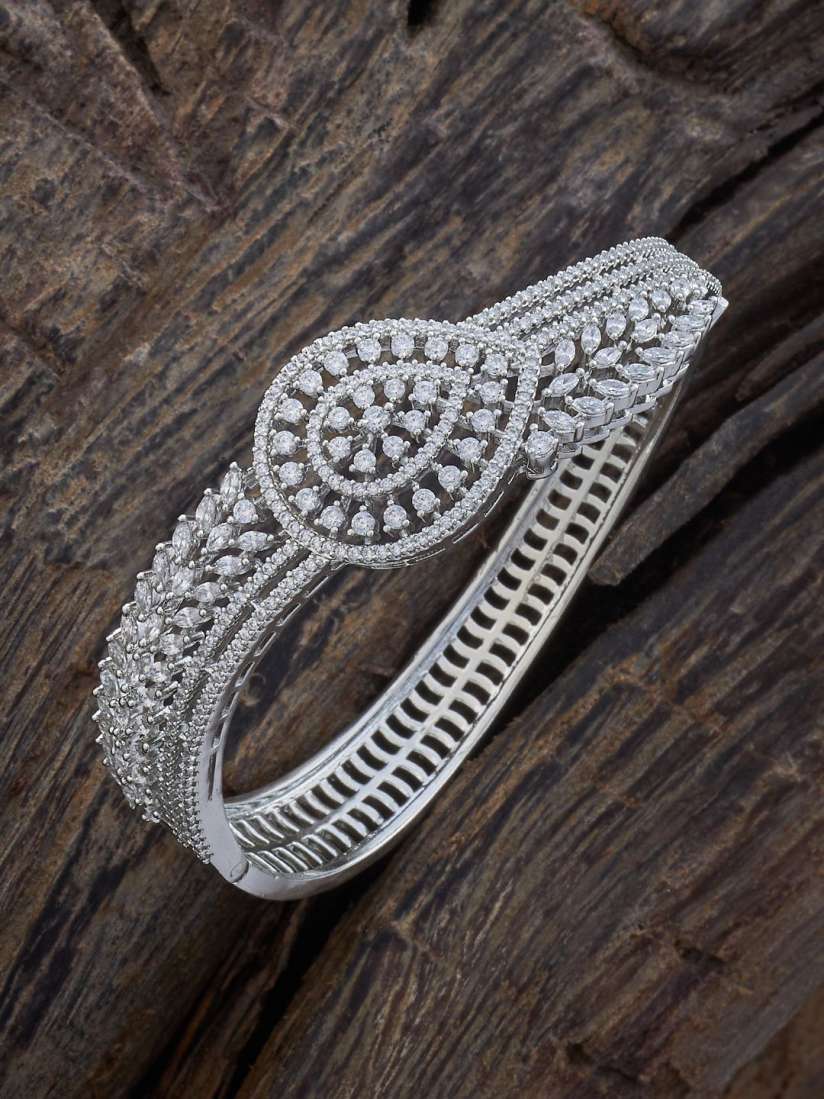 Buy Kushal s Fashion Jewellery Cubic Zirconia Rhodium Plated Kada Bracelet Bracelet for Women 30130732 Myntra