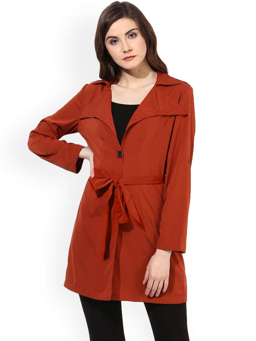 Buy Color Cocktail Rust Red Trench Coat Coats for Women 3013138 Myntra