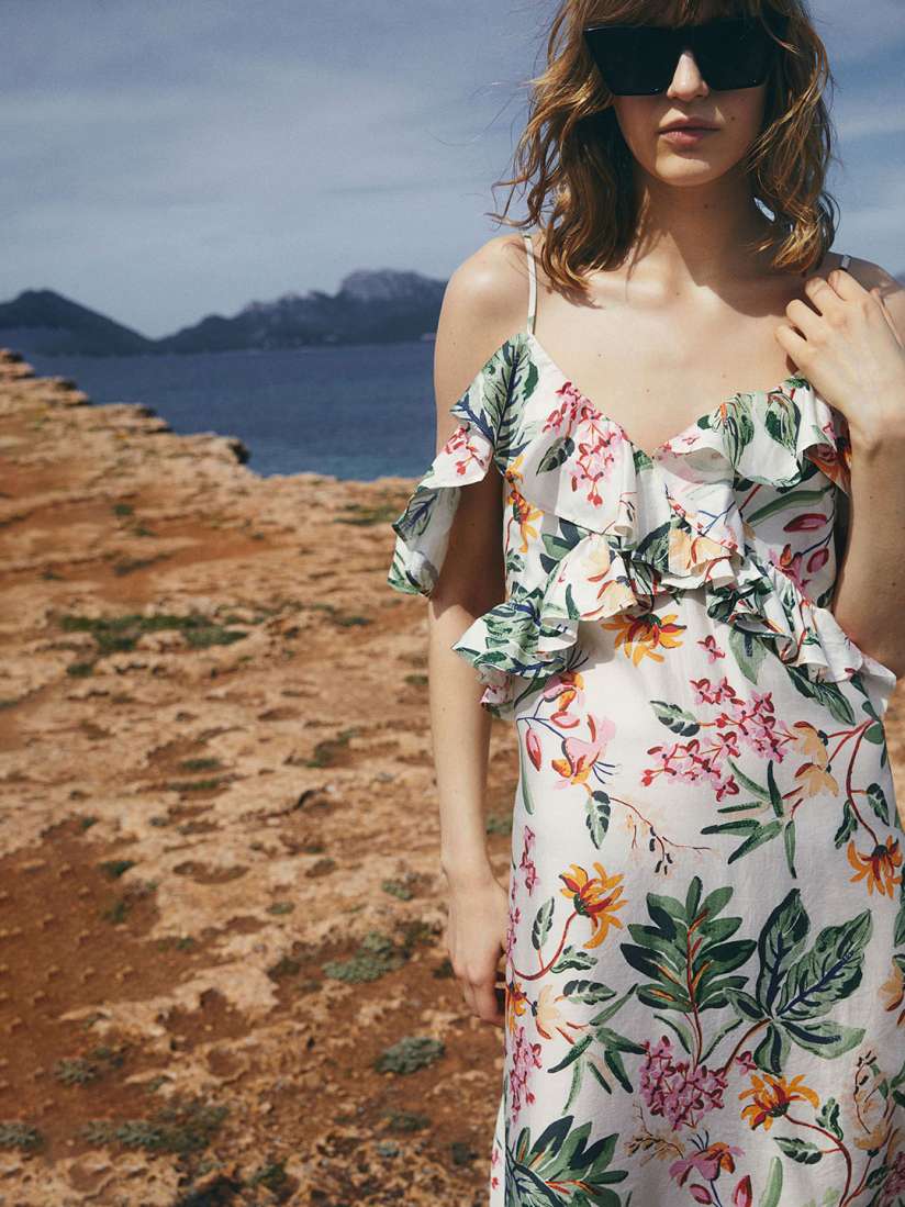 Buy H M Flounced Cold Shoulder Dress Dresses for Women 30134678 Myntra