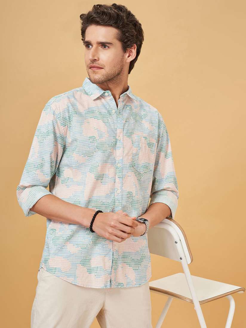 Buy BYFORD by Pantaloons Men Abstract Printed Spread Collar Long Slevees Slim Fit Casual Shirt Shirts for Men 30136059 Myntra