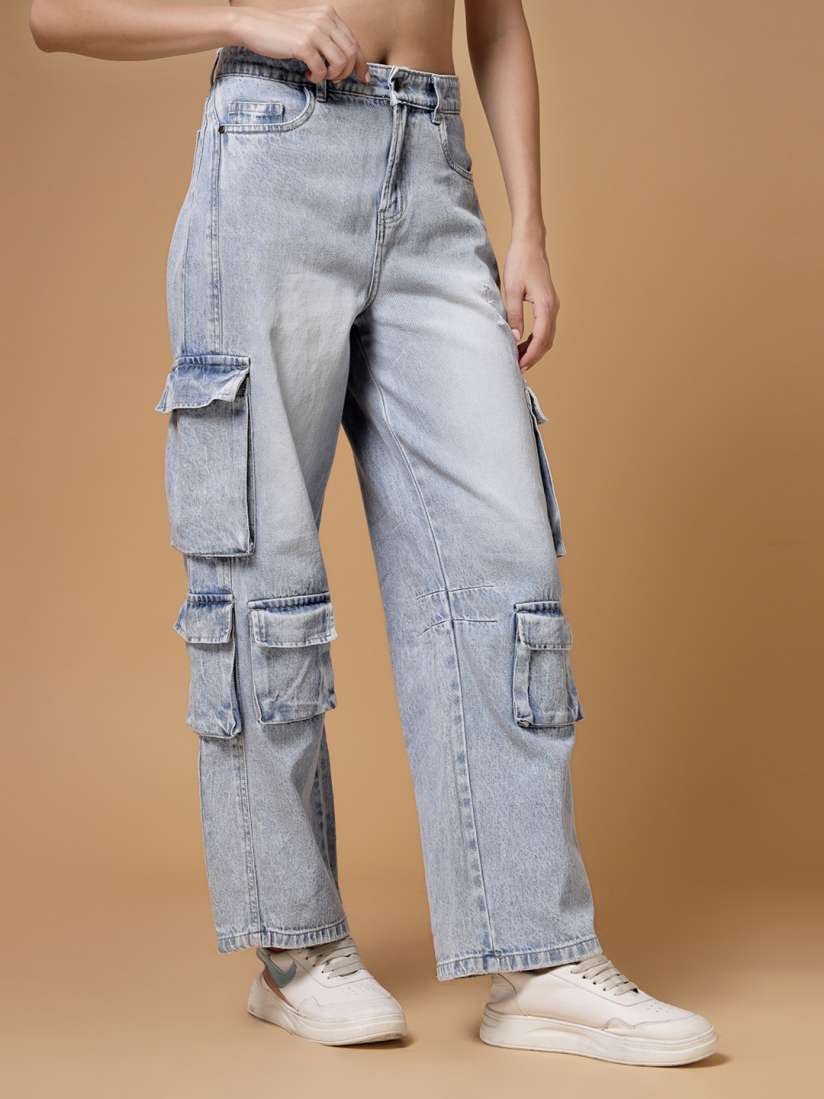 Buy VESTIDO MODAS Women Slim Fit High Rise Heavy Fade Cargo Jeans Jeans for Women 30139651 Myntra