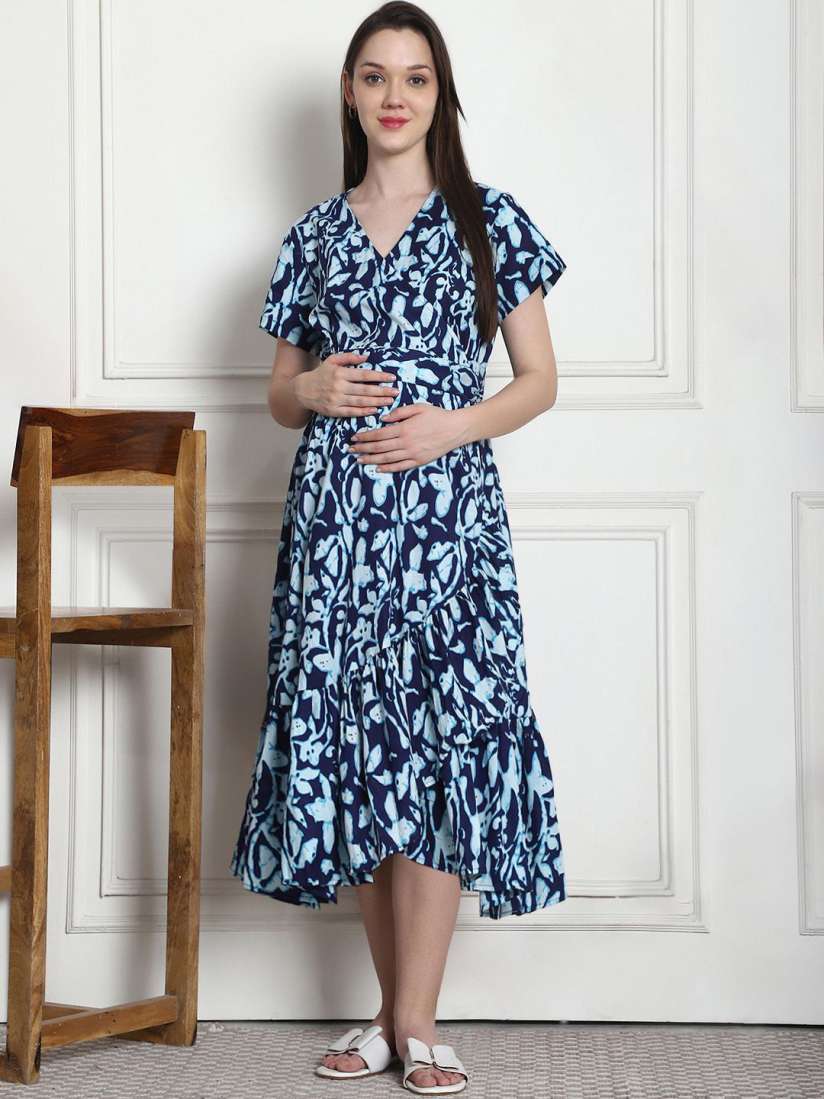 Buy Secret Wish Floral Print Cotton Maternity Wrap Midi Dress Dresses for Women 30140135 Myntra