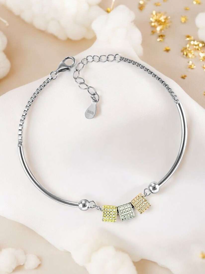 Buy Taraash 925 Sterling Silver Cubic Zirconia Rhodium Plated Link Bracelet Bracelet for Women 30142480 Myntra