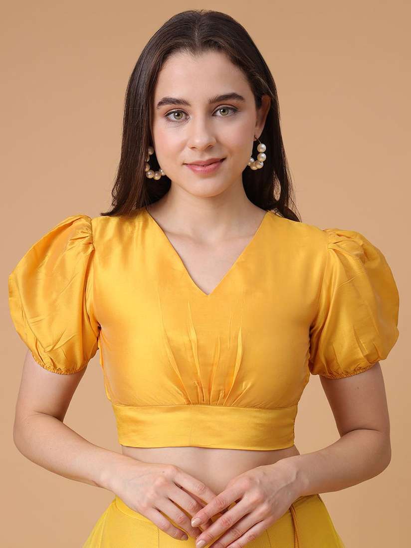 yellow puff sleeve blouse