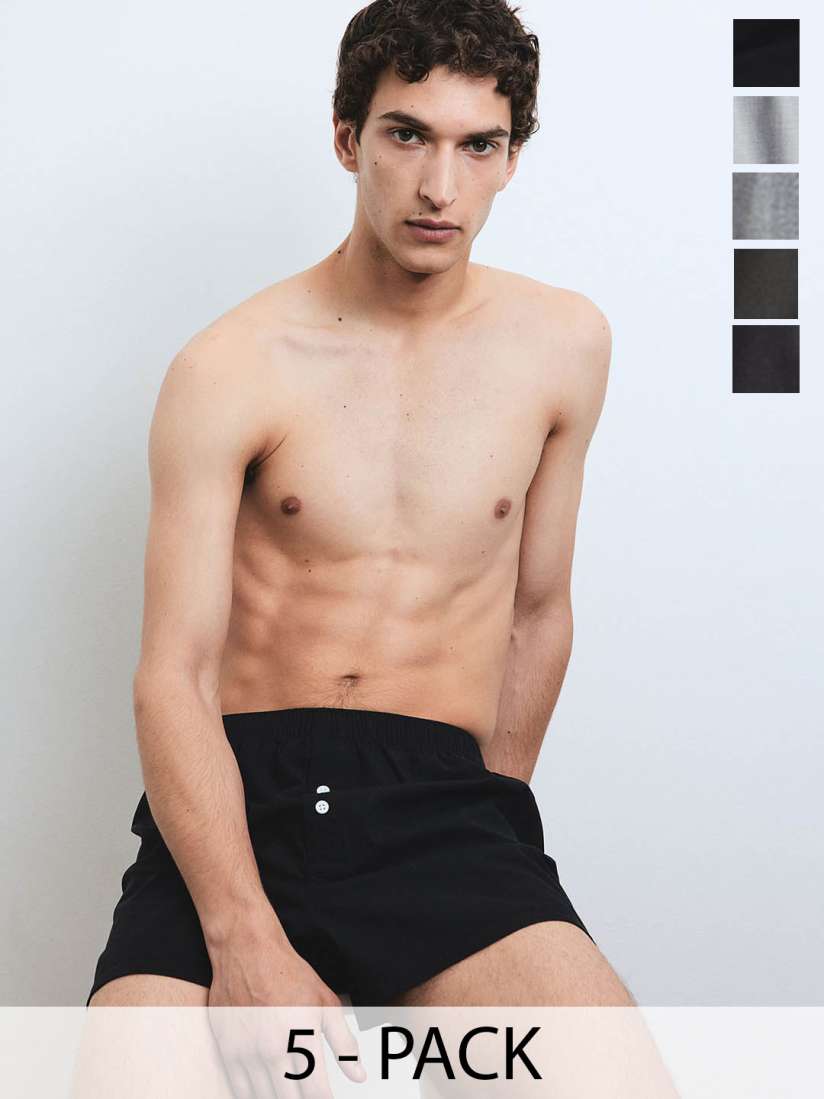 Buy H M 5 Pack Woven Cotton Boxer Shorts Boxers for Men 30144666 Myntra