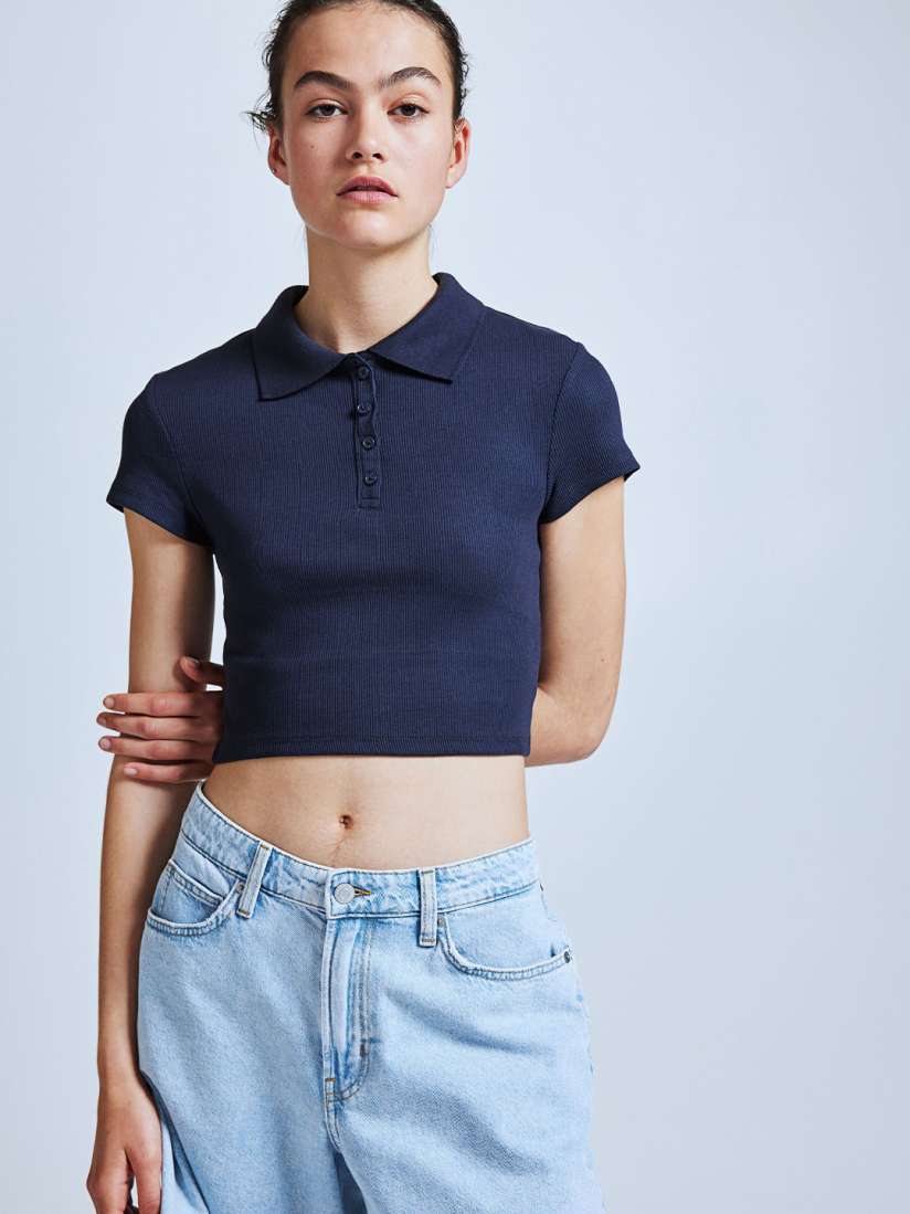 Ribbed polo shirt h&m discount