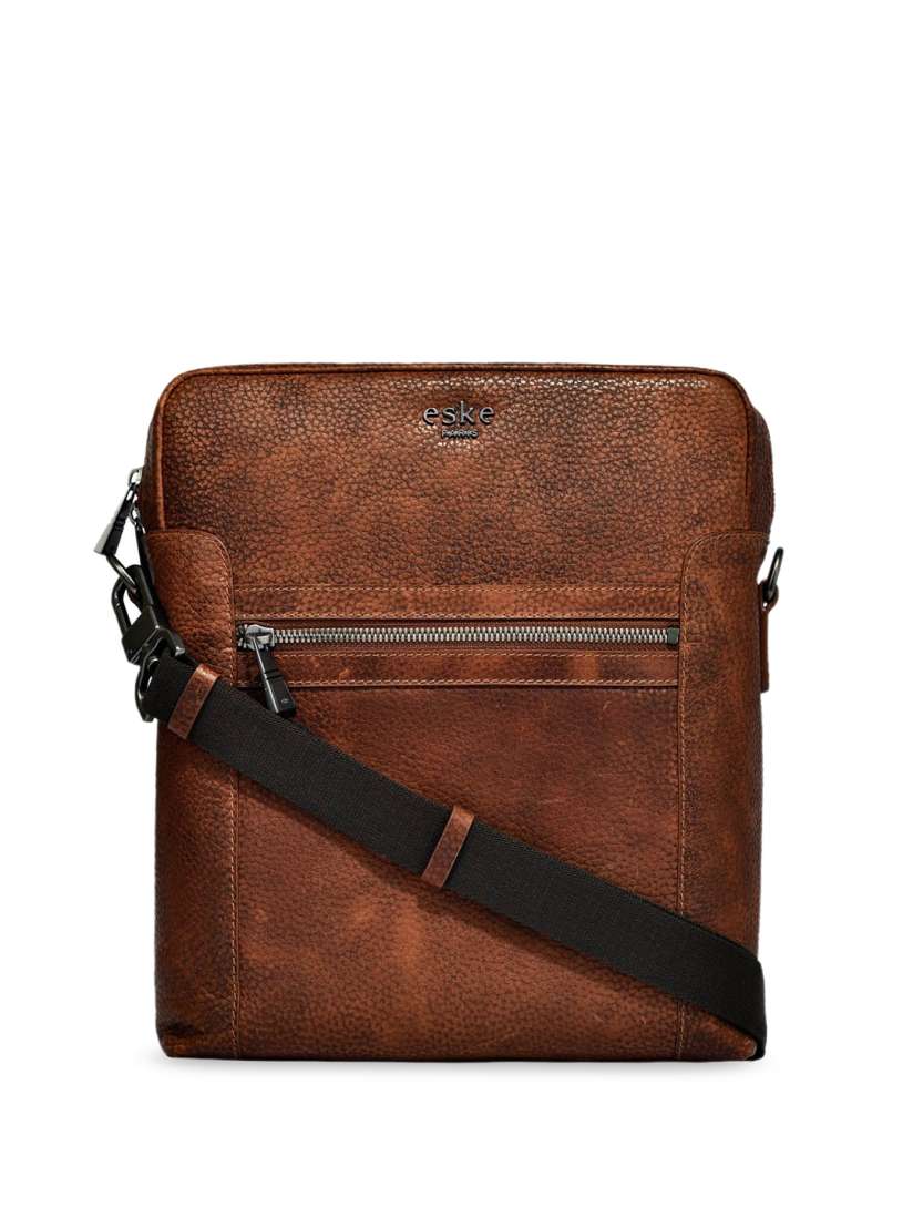 Buy Eske Men Textured Leather Structured Sling Bag Handbags for Men 30147366 Myntra