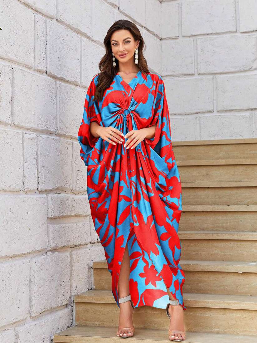 Buy Navvi Women Abstract Printed V Neck Kaftan Dresses for Women 30147836 Myntra