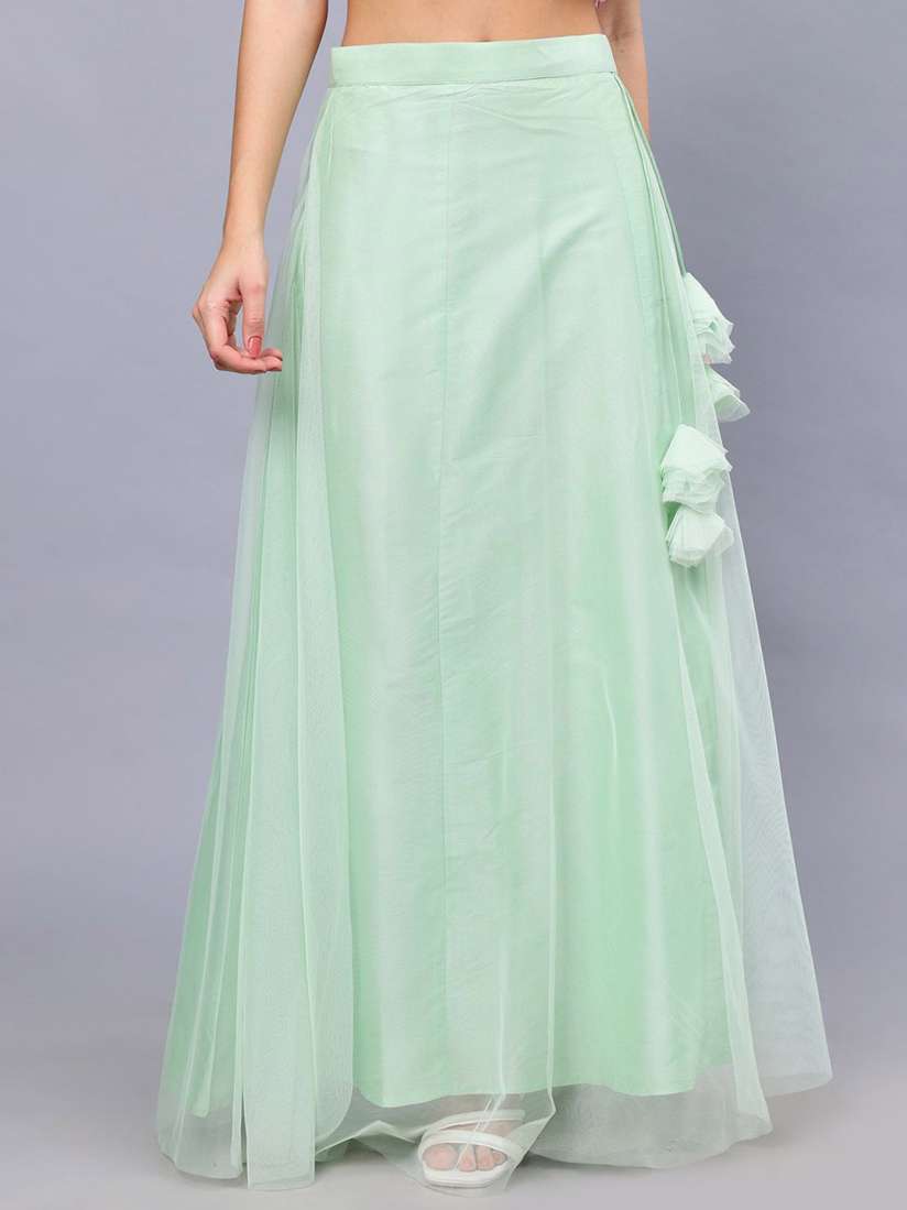 Buy Frolic Rolic Pista Green Solid Net Maxi Skirt Skirts for Women 30150946 Myntra