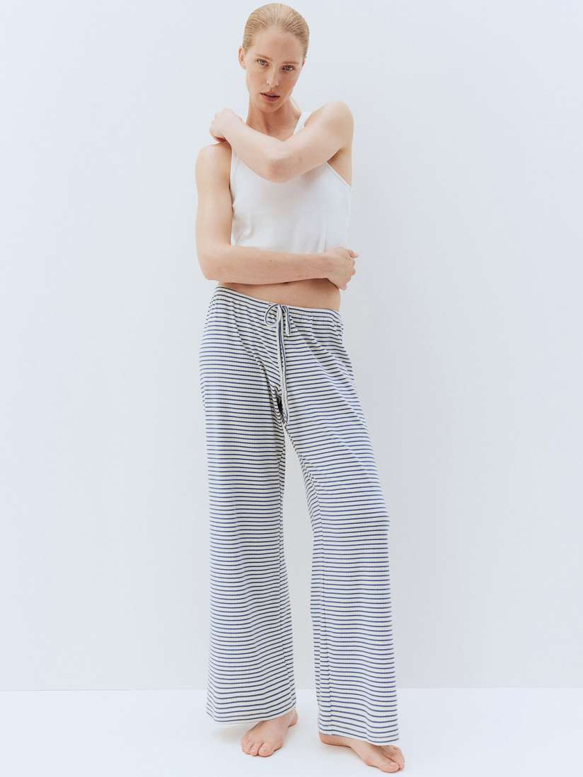 Buy H M Women Striped Printed Wide Jersey Trouser Trousers for Women 30154894 Myntra