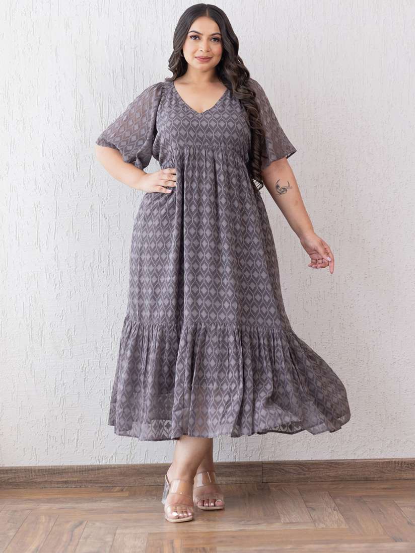 Buy Polago Clothing Plus Size Printed Tiered Empire Maxi Dress Dresses for Women 30155362 Myntra