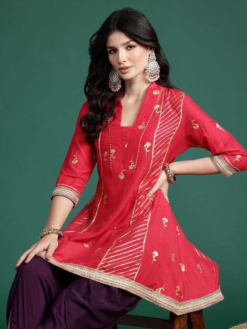 Buy Sangria Women Floral Printed Regular Gotta Patti Kurti with Dhoti Pants Kurta Sets for Women 30160817 Myntra