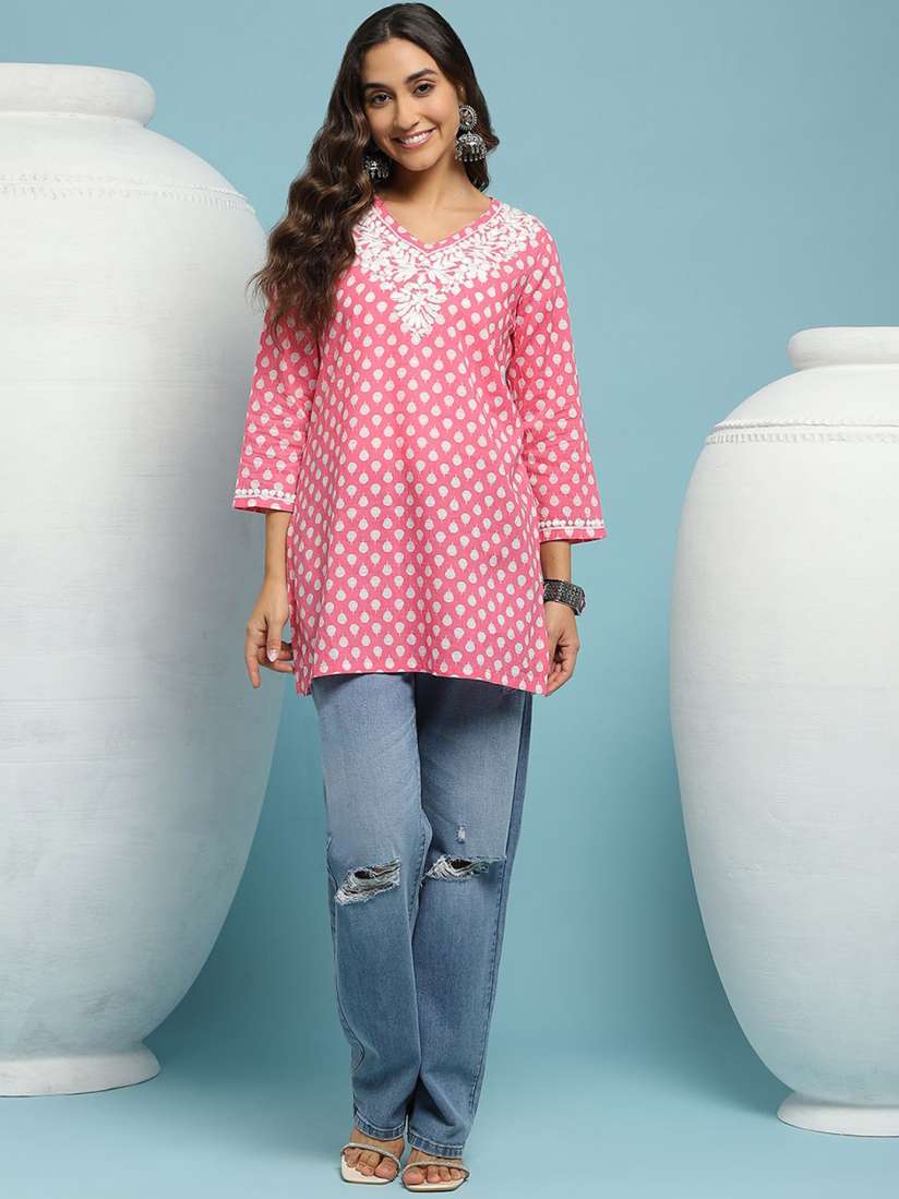 Buy House of Chikankari Chikankari Printed Short Kurta Kurtis for Women 30173032 Myntra