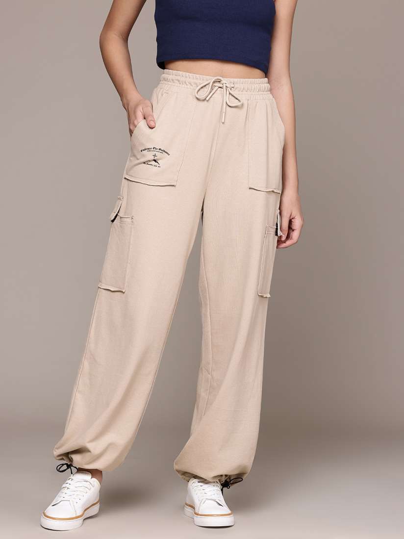 Buy The Roadster Lifestyle Co. Women Cargo Style Joggers Track Pants for Women 30187782 Myntra