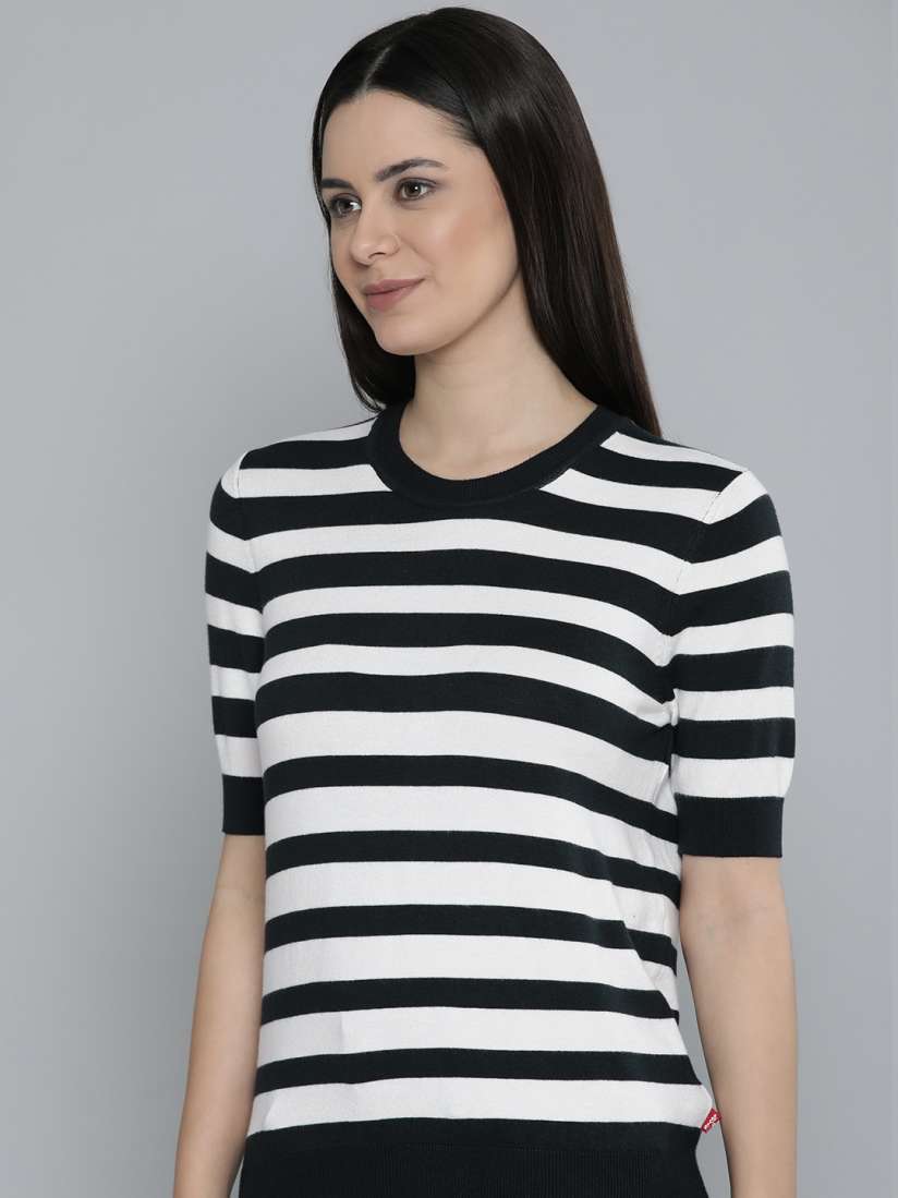 Buy Levis Short Sleeves Striped Pullover Sweater Sweaters for Women 30188932 Myntra